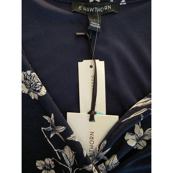 NWT 41 Hawthorn Dress Womens Blue Large Blue Floral Faux Wrap Belted Sleeveless - Picture 8 of 9